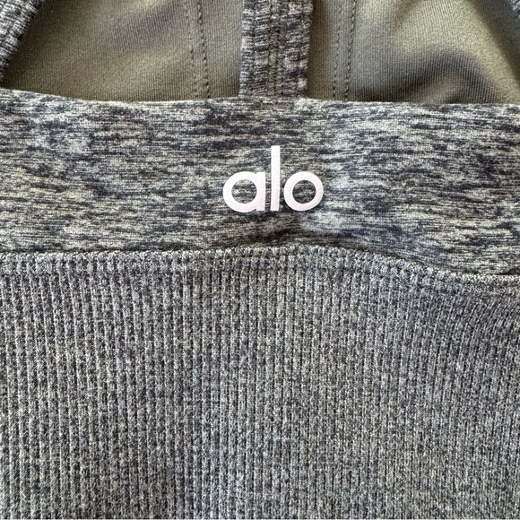 Alo Yoga Heather Hunter Green Strappy Back Sports Bra Small - Picture 6 of 8